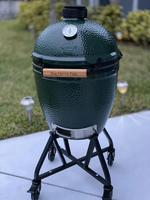 Brand New Big Green Egg Grill Smoker with New Accessories for Outdoor Spaces