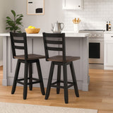 Brassex Aaron Oak/Dark Grey Swivel Counter/Bar Stool with Back Rest, 2-pc image 4