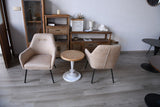 Brassex Arya Vintage Beige Tufted Fabric Upholstered Dining Chair image 5