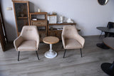 Brassex Arya Vintage Beige Tufted Fabric Upholstered Dining Chair image 6