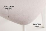 Brassex Dua Cream Fabric Upholstered Dining Chair with Curved Backrest, 2-pc image 4