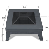 Breton Square Steel Wood Burning Fire Pit in Gray, 37-in image 4