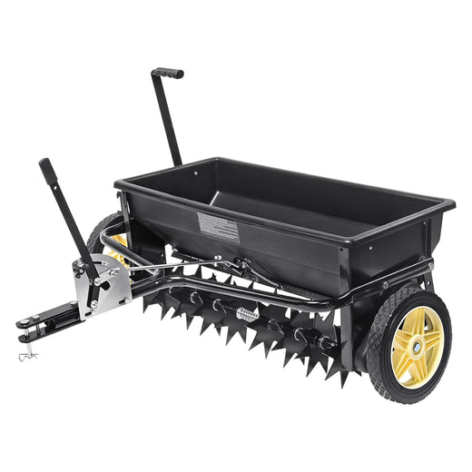 Broadcast Seeder, 100-pound Tractor-mounted Rear Polyethylene Seeder with 10-inch Wheels, Equipped with A Steel Spike Weeder, Fertilizer...
