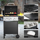 Burner Bbq Propane Gas Grill, Stainless Steel 30,000 BTU Patio Garden Barbecue Grill with Two Foldable Shelves image 2