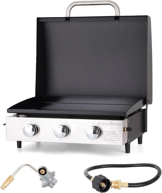 Burner Gas Grill with Side Burner and Enameled Cast Iron Grille 42,000BTU Outdoor Cooking Stainless Steel Propane Grill Garden Grill
