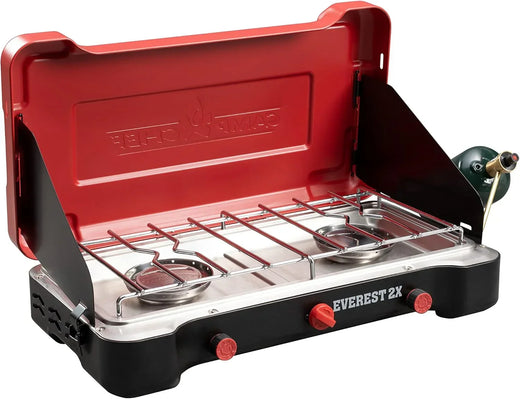 Camp Chef Mountain Series Everest 2X - High Output Two-burner Camp Stove - Lid Doubles As Windscreen - Portable Cooking Stove - for Outdoor...