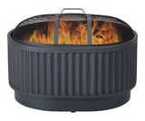 CANVAS Barbeau Oval Outdoor Fluted Wood Firepit, 28-in, Black image 3