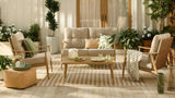 CANVAS Elmvale Outdoor Patio Conversation Set with Rattan Back and Tufted Cushions, Tan, 4-pc image 7