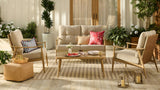CANVAS Elmvale Outdoor Patio Conversation Set with Rattan Back and Tufted Cushions, Tan, 4-pc image 8