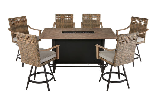 CANVAS Granville Fire Outdoor Dining Set with Water/Stain/Fade-Resistant Cushions, 7-pc