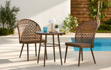 CANVAS Grayling Wicker Outdoor Patio Chat Set with Padded Cushions, Brown, 3-pc image 5