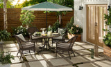 CANVAS Lorette Outdoor Patio Round Dining Set with Wicker Chairs and Built-in Umbrella Pedestal, Brown, 5-pc image 6