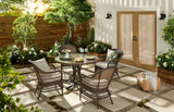 CANVAS Lorette Outdoor Patio Round Dining Set with Wicker Chairs and Built-in Umbrella Pedestal, Brown, 5-pc image 8