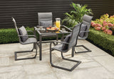 CANVAS Minden Steel Outdoor Patio Dining Set with Glass Top Table, Grey, 5-pc image 6