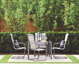 CANVAS Minden Steel Outdoor Patio Dining Set with Glass Top Table, Grey, 5-pc image 7