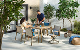 CANVAS Sauble Sling Outdoor Patio Dining Set with Swivel Chairs and Umbrella Hole, Tan, 7-pc image 7