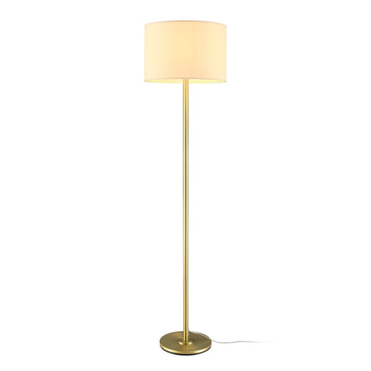 CANVAS White Drum Shade Floor Lamp, 16-in, Metallic Gold/Matte Brass