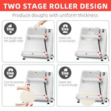 Commercial Pizza Dough Roller Sheeter, Max 16, Automatic 370W Electric Pizza Dough Roller, Stainless Steel, Suitable for Noodle, Pizza Bread... image 3