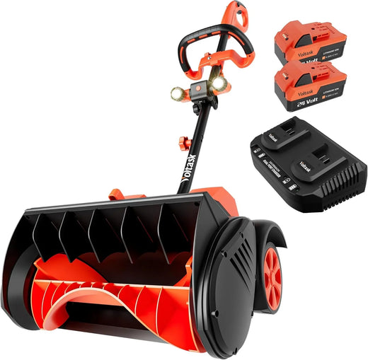 Cordless Snow Shovel with Wheels, 48V | 16-Inch | 4-Ah Brushless Cordless Snow Blower, Battery Snow Blower with Directional Plate & LED...