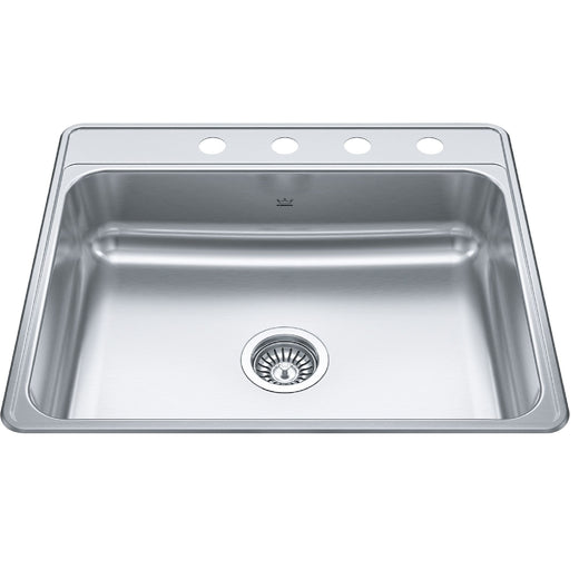 Creemore Drop-In Single 4-Hole Stainless Steel Sink, 22x25-in
