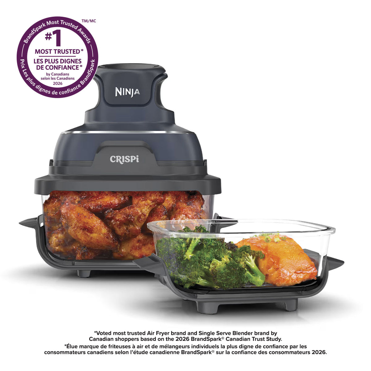 Crispi 4-in-1 Portable Glass Air Fryer Cooking System for Home Use