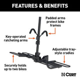 CURT 18085 2-Bike Tray-Style Hitch Mount Bike Rack, Fits 1-1/4, 2-in Receiver, Black image 5