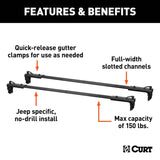 CURT 18119 Quick-Release Roof Rack Crossbars, Black Steel, Select Jeep Wrangler JK image 6