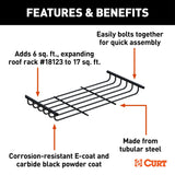 CURT 18124 Steel Roof Rack Cargo Basket/Carrier Extension, Black, 6-sq.ft image 3