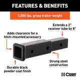CURT 45781 8" Receiver Tube Extender for 2" Hitch Receiver image 2