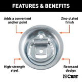 CURT 83710 1-1/8-in x 1-5/8-in Recessed Tie-Down Ring (1000-lb, Clear Zinc) image 2