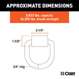 CURT 83760 3 x 3-in Weld-On Tie-Down D-Ring (8,833 lbs, Raw Steel) image 3
