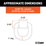 CURT 83770 3 x 3-in Weld-On Tie-Down D-Ring (15,587 lbs, Raw Steel) image 4
