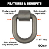 CURT 83780 3 x 4-in Weld-On Tie-Down D-Ring (15,587 lbs, Raw Steel) image 2