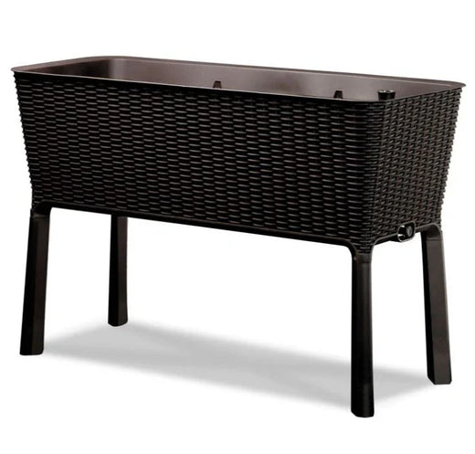 Dark Brown Wicker Raised Garden Bed Planter w/ Water Indicator for Home Organization