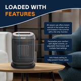 DeLonghi HFX42T15GI Oscillating Compact Ceramic Space Heater, 1500W, Grey image 3