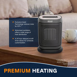 DeLonghi HFX42T15GI Oscillating Compact Ceramic Space Heater, 1500W, Grey image 4