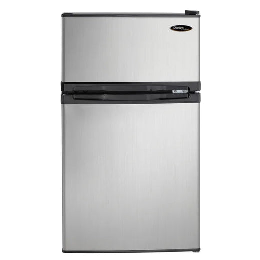 Designer 3.1 Cu. Ft. Dual Door Compact Fridge with Freezer in Stainless-steel Look for Home Use