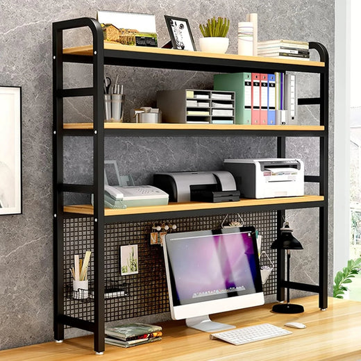 Desktop Bookshelf Adjustable Desk Bookshelf Organizer Rack - Countertop Hutch Bookshelf, 3-Tier Bookshelf Desk Shelf, All Metal Desktop...
