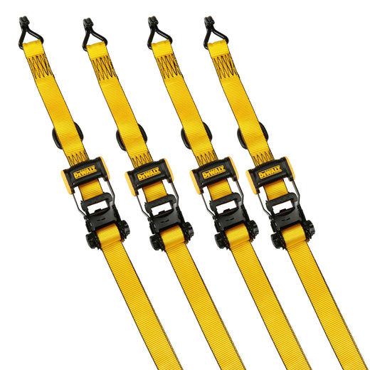 DEWALT 3,300-lb Ratchet Tie-Down Straps, Weatherproof, 1.5-in x 16-ft, 4-pk