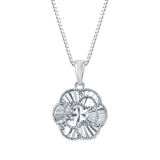Diamond Cut Floral Pendant in White Gold for Home Organization