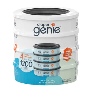 Diaper Genie Unscented Round Refill, 4 Pack for Garage and Travel