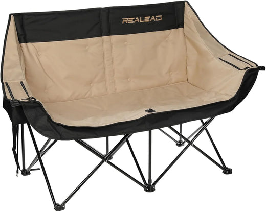 Double Camping Chair - Large-sized Adult Camping Couple Seat Cushion Suitable for Two People. 650 Pounds Load-bearing Capacity - Heavy-duty...