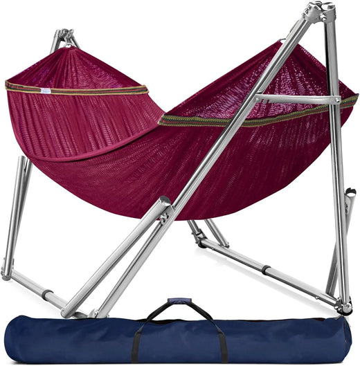 Double Hammock with Frame, with A Load Capacity of 650 Pounds, Double Hammock with Support Rods, Made of High-quality 201 Stainless Steel,...