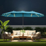 Double Sided Patio Umbrellas - 15ft Solar Lights LED Lighted Outdoor Extra Large Market Table Umbrella with Base Included, Oversized Umbrella... image 2