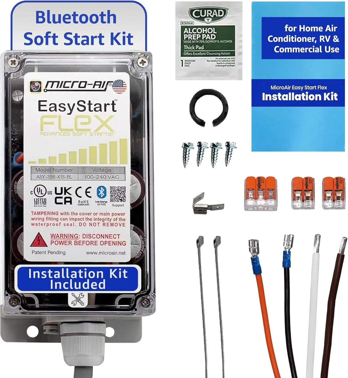 Easystart Flex 398 - Bluetooth Soft Start Kit for Home Air Conditioner, RV & Commercial Use, Works with Generators, Reduces Power Surge,...