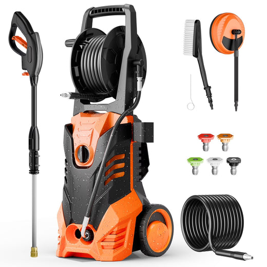 Electric Pressure Washer, 3800PSI 2.6 Gpm Power Washer Machine with Hose Reel,4 Quick Connect Nozzles, Foam Cannon, for Cars, Patios, and...