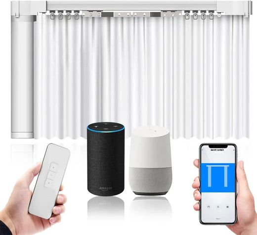 Electric Smart Curtains System, Automatic Curtain Opener, Motorized Curtains Rod with Remote, Compatible with Alexa/google Home/tuya App (up...