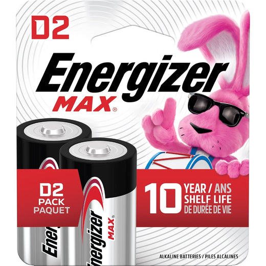 Energizer Max 2-pk D Alkaline Batteries, Long Lasting, All Purpose