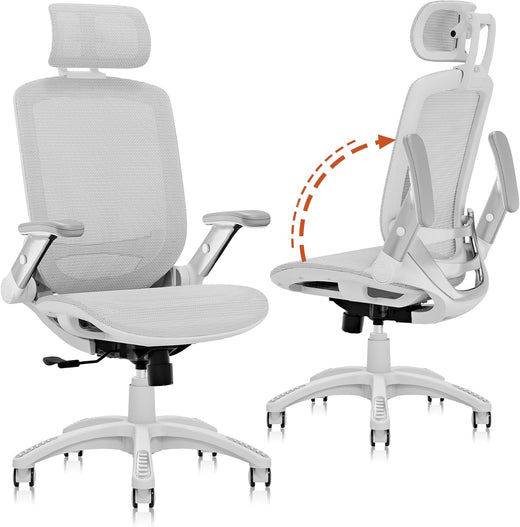 Ergonomic Office Chair, High Back Home Desk Chair with Headrest, Flip-up Arms, 90-120° Tilt Lock and Wide Cushion, Big and Tall Mesh Chairs...