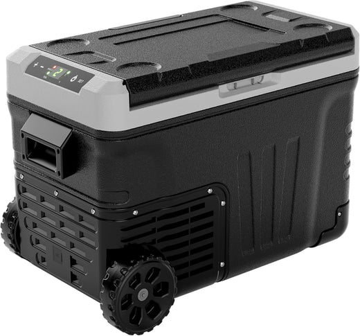 Euhomy 12 Volt Refrigerator, 37QT(35L) Electric Cooler, Portable Freezer 12V/24V DC 110-240V AC, 12V Fridge -4 ~68, 12V Cooler with Wheels &...